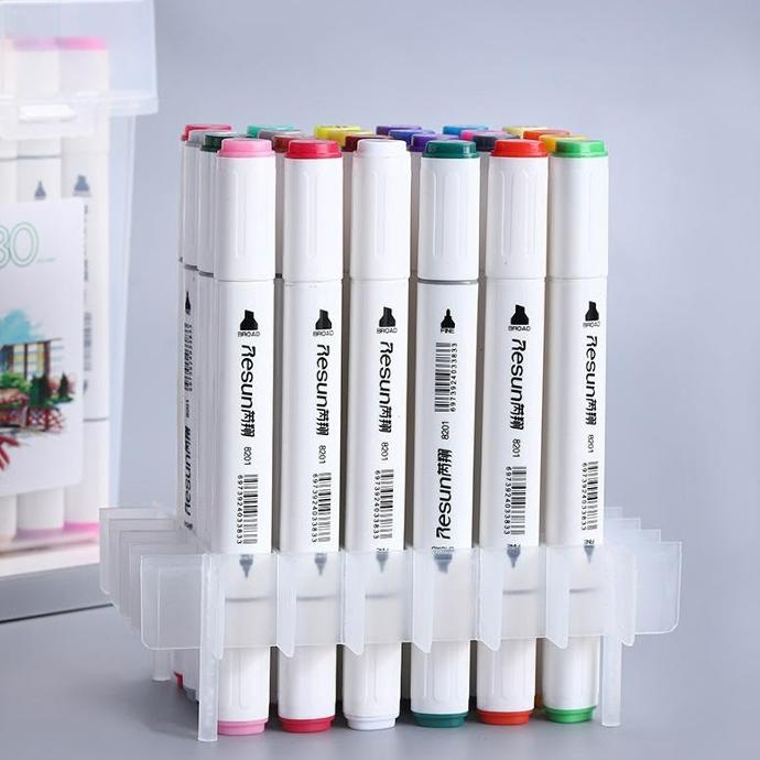 Hộp 12 bút lông dầu hai đầu Resun 8206