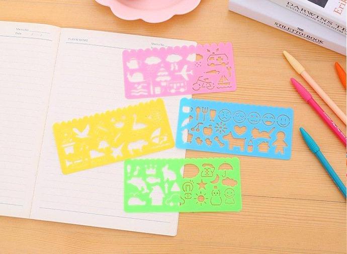 Set 4 thướt kẻ mẫu hình cho bé