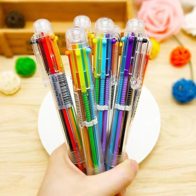 Bút bi 6 màu trong suốt  ngòi 0.7mm