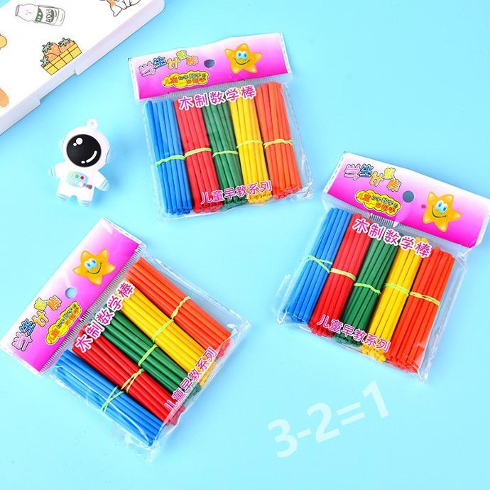 Bộ 100 que tính mini bằng gỗ đồ dùng học tập văn phòng phẩm làm quà tặng học sinh