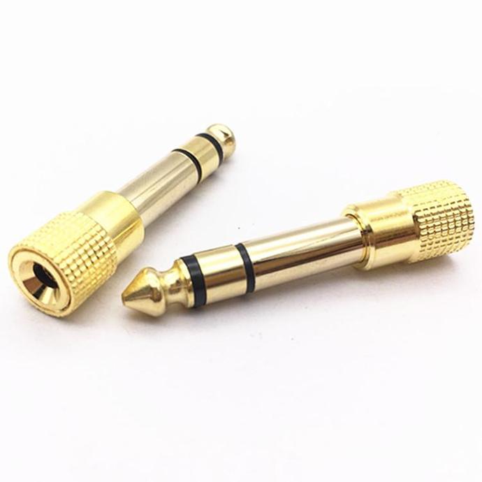 Đầu cắm Jack âm thanh chuyển đổi 3.5 mm nữ sang 6.5mm nam 3 khấc  mạ màu vàng
