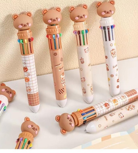[WHNR68425] Bút gel 10 màu Hình Gấu Dễ Thương Cho Học Sinh Hương Cầm HCGMH01